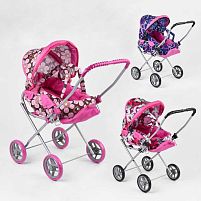 Коляска для ляльок 9391 "Melobo", 3 види, алюмінієвий корпус, знімна люлька, в пакеті