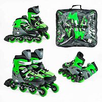 Ролики дитячі Best Roller 32944-М (розсувні, розмір 34-37, колеса: 4/Ø70 мм/PU, в один ряд, гальмо: заднє, підсвітка, сумка)
