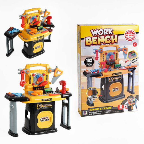 Набір інструментів 661-510 102 елементи, звуки, мелодії, підсвічування, електричний шуруповерт, в коробці