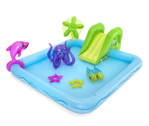 Дитячий надувний ігровий центр Bestway 53052 «Акваріум» (Водна гірка з басейном та іграшками, 86*206*239 см.) фото 4