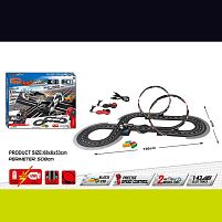 Трек JJ 210-1 2 машинки, 2 джойстики на батарейках, розмір треку 98х156 см, масштаб 1:43, в коробці