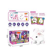 Улюбленець LK 008 A “Кролик” на батарейках, звук, рух лапками, головою і хвостиком, стетоскоп, термометр, шприц, ножиці, морква, в коробці