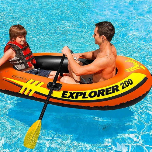 Човен надувний Intex 58330 «Explorer 200» (94*185 см, гребний, півторамісний, двокамерний, надувне дно, до 95 кг.) фото 4