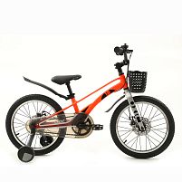 Велосипед дитячий двоколісний Profi MB 18OXIC NEON ORANGE (колеса: Ø18"/гума, рама: магній, гальма: дискові, додаткові колеса, кошик)