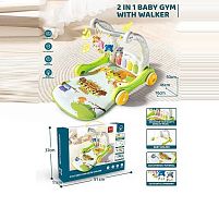 Ходунки 975 2 в 1, килимок, піаніно, ноти, звуки тварин, мелодії, підсвічування, 4 підвіски, брязкальця, в коробці