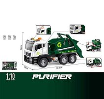 Спецтехніка WY 1116 A "Сміттєвоз", звук, підсвічування, інерція, гумові колеса, масштаб 1:10, відкидний контейнер, в коробці