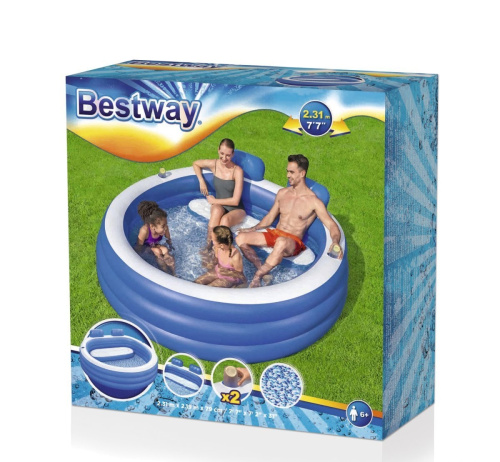 Дитячий надувний басейн Bestway 54422 «Сімейний», 231 х 219 х 79 см, зі спинкою, сидінням фото 9