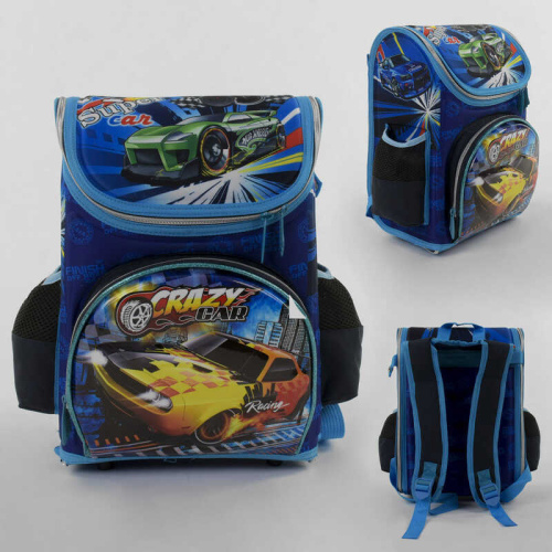 Рюкзак школьный каркасный С 43560 (36) 3D принт, 1 отделение, 3 кармана, ортопедическая спинка, в пакете