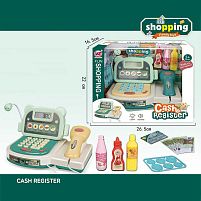 Касовий апарат 1111-109 підсвічування, звук, калькулятор, термінал для оплати карткою, сканер, продукти, купюри, монети, в коробці