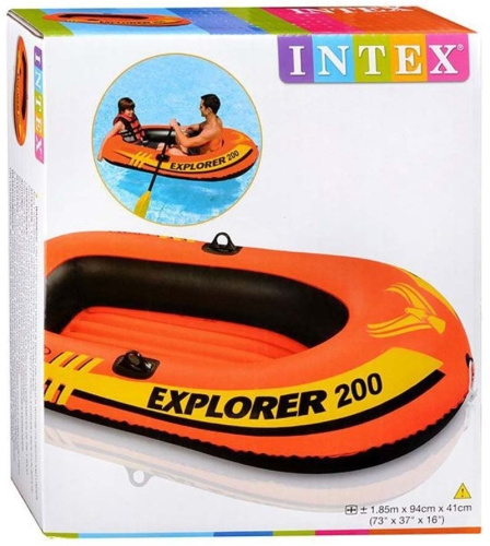 Човен надувний Intex 58330 «Explorer 200» (94*185 см, гребний, півторамісний, двокамерний, надувне дно, до 95 кг.) фото 3