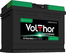 Акумулятор автомобільний VolThor VGM60 L2 AGM ED, 027 (Stop&Go, AGM, 12V, 60Ah, 680A (EN) RC 109 min, Euro, 175*190*242 мм, Словенія, 2022 рік.)