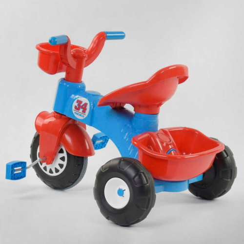 Велосипед дитячий триколісний Pilsan 07-169 (1) колір КРАСНО-СИНІЙ, пластикові колеса з порізненою накладкою, кошик, багажник, в коробці фото 4