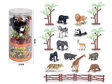 Набір тварин 88-48 "Дикі тварини", 12 фігурок, декорації, у тубі