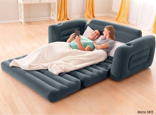 Надувний диван-трансформер 2 в 1 Intex 66552 (66*203*224 см., з двома підстаканниками, навантаження до 200 кг) фото 3
