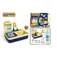 Мийка 8763 A 24 елементи, кран на батарейках, сушка, посуд, ганчірка, на листі