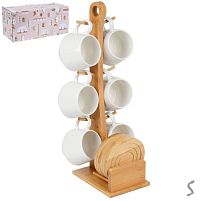 Чашки на бамбуковій підставці 12пр/наб 180мл (6чашок, 6блюдець) Stenson R37342