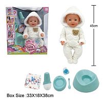 Пупс BL 242 N п'є з пляшечки, ходить на горщик, заплющує очі, плаче сльозами, аксесуари, висота 45 см, в коробці