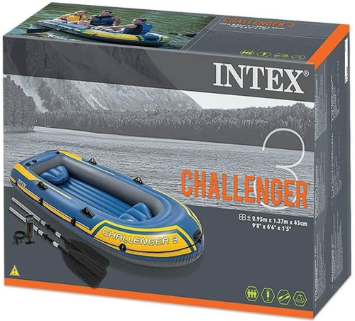 Човен надувний Intex 68370 «Chellenger 3» (137*295 см, гребний, тримісний, трикамерний, весла, насос, надувне дно, до 320 кг.) фото 8