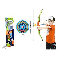 Лук 6032 довжина 65 см, футляр для стріл, мішень, 3 стріли з присосками, в коробці
