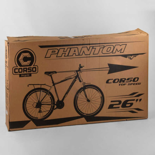 Велосипед Спортивний CORSO «Phantom» 26" дюймів 23397 (1) рама металева, SunRun 21 швидкість, крила, багажник, зібраний на 75% фото 2