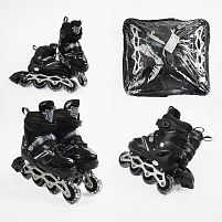 Ролики дитячі Best Roller 86937-М (розсувні, розмір 34-38, колеса: 4/Ø65 мм/PVC, в один ряд, гальмо: задніє, підсвітка, сумка, чорний)