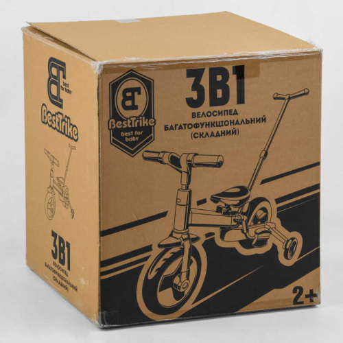 Велосипед дитячий триколісний Turbotrike дитячий триколісний BestTrike 58195 (1) колеса PU 10'', батьківська ручка, знімні педалі фото 2