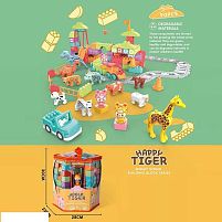 Конструктор JX 6723 "Парк розваг", 67 елементів, 3 фігурки малюків, гойдалки, паровозик, тварини, в пвх сумці