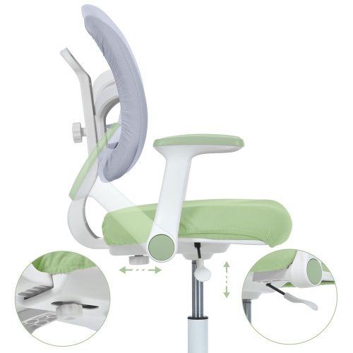 Крісло дитяче Bambi M 6250-5 (колеса: 6 шт, Ø5 см, гумове покриття, підлокітники, пластик/метал, спинка: тканина, сірий/зелений) фото 4