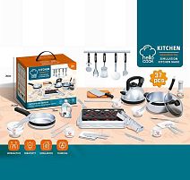 Набір посуду 0211 A 37 елементів, каструлька, сковорідка, чайник, гриль, кухонні прилади, посуд, в коробці