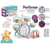 Барабанна установка Q 532 B звук, підсвічування, мелодії, режим караоке, мікрофон, підключення до телефону, піаніно, палички, стільчик, в коробці