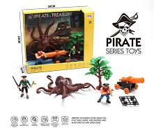 Набір піратів 0807-73 восьминіг з підсвічуванням, фігурки, гармата, дерево, в коробці