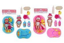 Пупс Т 8013-2 2 види, ванна, аксесуари, у пакеті