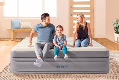 Надувне ліжко Intex 64164 (51*152*203 см, двоспальне, подвійний матрац, вбудований електронасос 220V, до 272 кг) фото 8