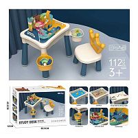 Столик з конструктором 8008 106 елементів, стіл 77х53х45 см, стілець, дошка для малювання, в коробці