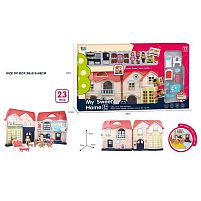 Будиночок 16848 дверний дзвінок, підсвічування ліхтарів, меблі, ляльки, в коробці