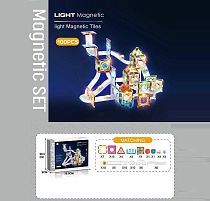 Магнітний конструктор CH 1178 100 деталей, елементи з підсвічуванням, наліпки з англійськими назвами, в коробці