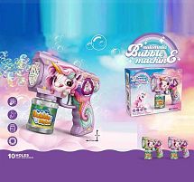 Пістолет з мильними бульбашками 8899-43 E підсвічування, 10 отворів, автоматичний, пляшечка з мильним розчином, в коробці