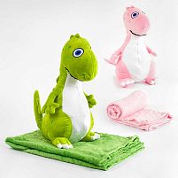 М’яка іграшка М 13948 (50) "Динозаврик", 2 кольори, розмір ковдри 156х120см, висота іграшки 50см