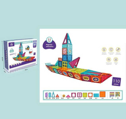 Конструктор магнітний CH 1015 “Човен”, 110 деталей, в коробці