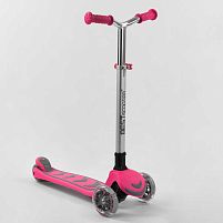Самокат триколісний Y-00211 Best Scooter, РОЖЕВИЙ, складане алюмінієве кермо, 4 колеса PU зі світлом, d = 12 см