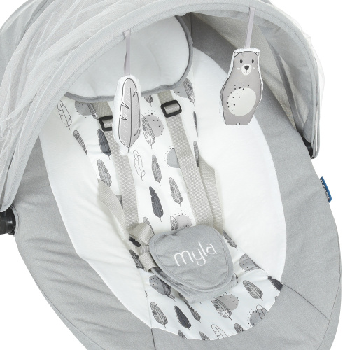 Крісло-шезлонг для немовлят з електро-заколисуванням El Camino ME 1074 MYLA Soft Gray (механізм гойдання: поворотний) фото 3