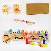 Дерев’яна магнітна дошка C 54738 (18) сортер, кілочки, магнітна риболовля, в коробці