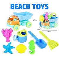 Пісочний набір CZ 3008 H машинка, лійка, 4 формочки, лопаточка, граблі, в сітці