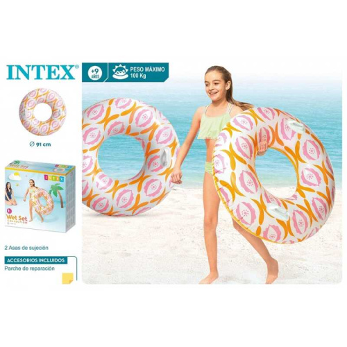 Надувний круг для плавання Intex 56269 (діаметр: 114 см, до 100 кг., від 9 років, з ручками) фото 3