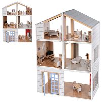 Будиночок для ляльок Bambi MD 0750 (30*60.5*90 см, дерево, 3 поверхи, кімнати, меблі)