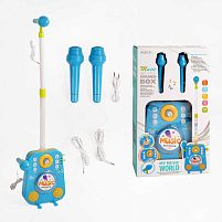 Караоке 1093 підсвічування, 2 мікрофони, мелодії, підключення до MP3, регулювання гучності, функція запису, зміна голосу, кабель 3.5 мм, в коро