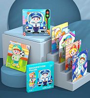 Пазли-вкладиші С 74368 6 дерев'яних дошок, 14х14 см, тематичні зображення, великі елементи-вкладиші, в коробці