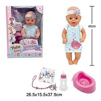 Пупс YL 2440 A-D висота 40 см, заплющує очі, знімний одяг, п'є з пляшечки, ходить на горщик, аксесуари, в коробці
