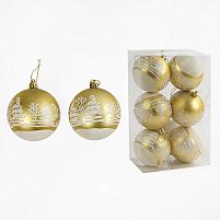Новорічні прикраси C 67689 6 штук, кульки, D=8 см, у слюді