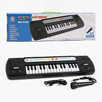 Синтезатор MQ 3158 31 клавіша, мікрофон, регулювання гучності, мелодії, запис та відтворення звуків, працює від мережі та батарейок, USB-кабель